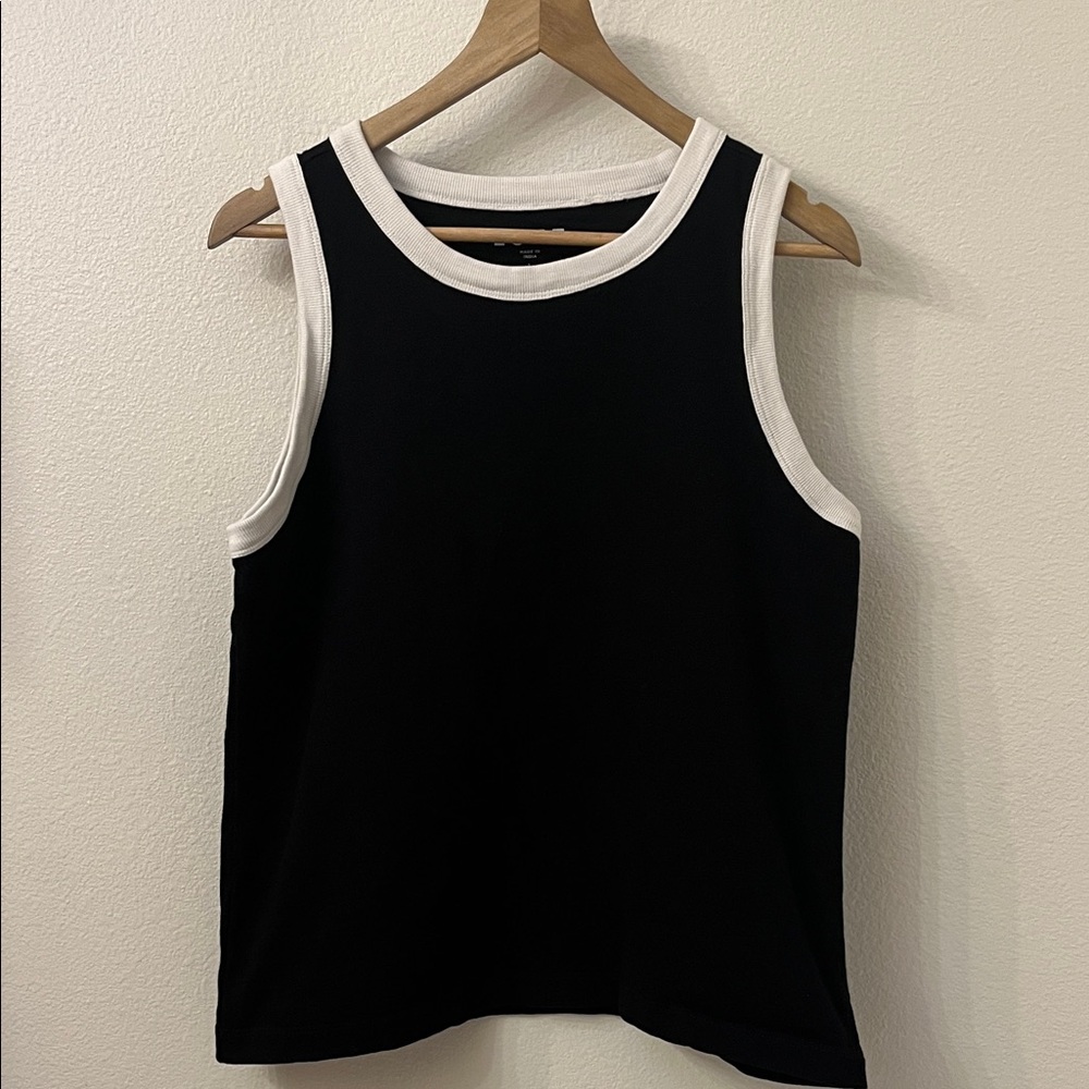 LOFT Black and White Contrast Tank Top